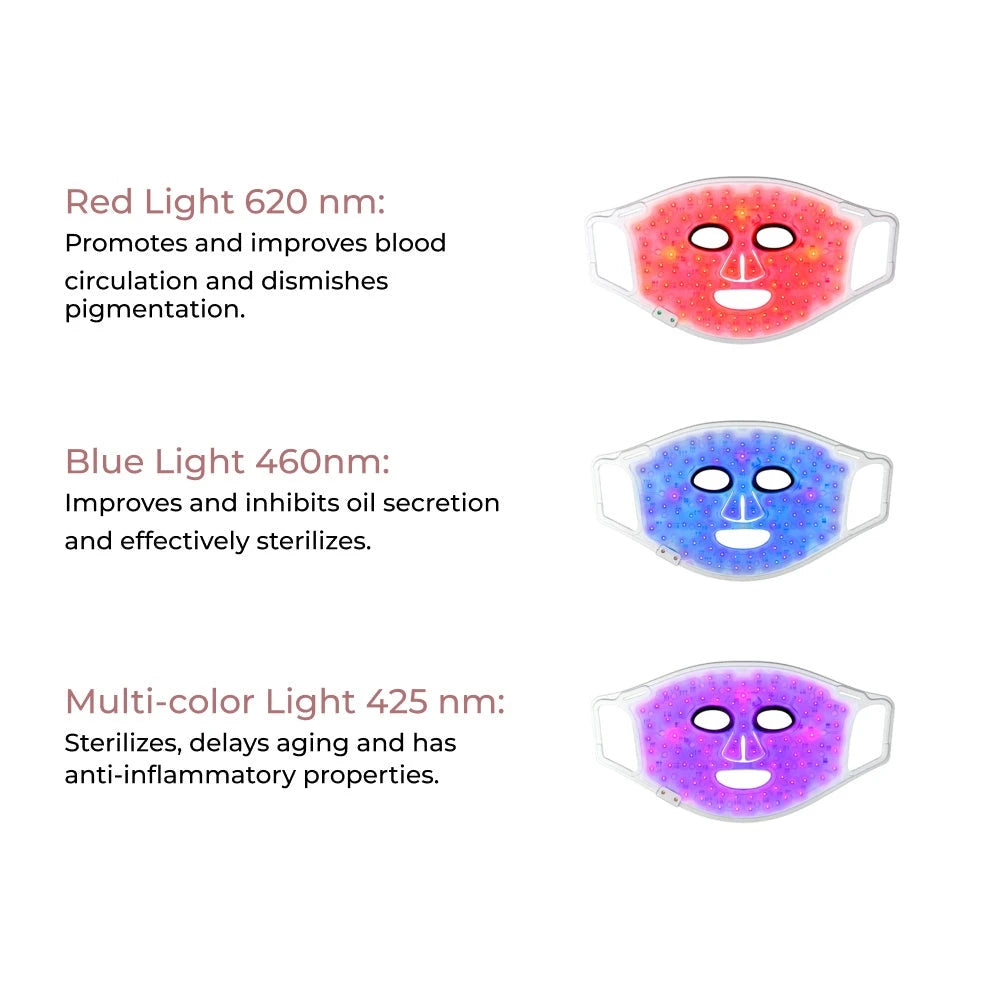 100-LED Light Therapy Mask displaying light settings