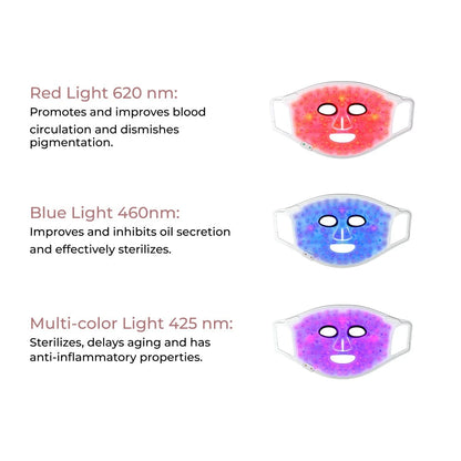 100-LED Light Therapy Mask displaying light settings