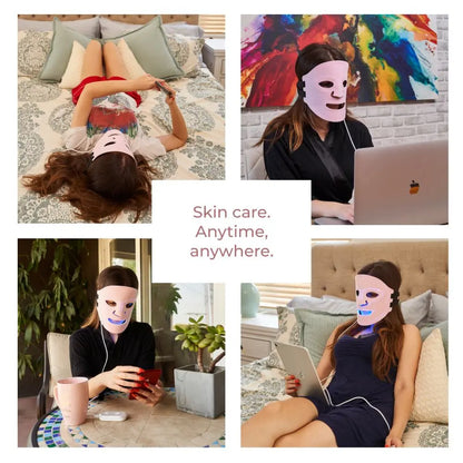 Woman wearing Aura Multicolor LED Therapy Face Mask