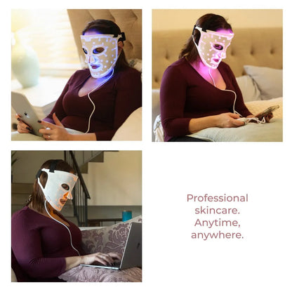 Woman wearing Aura Plus Near-infrared LED Light Therapy Mask